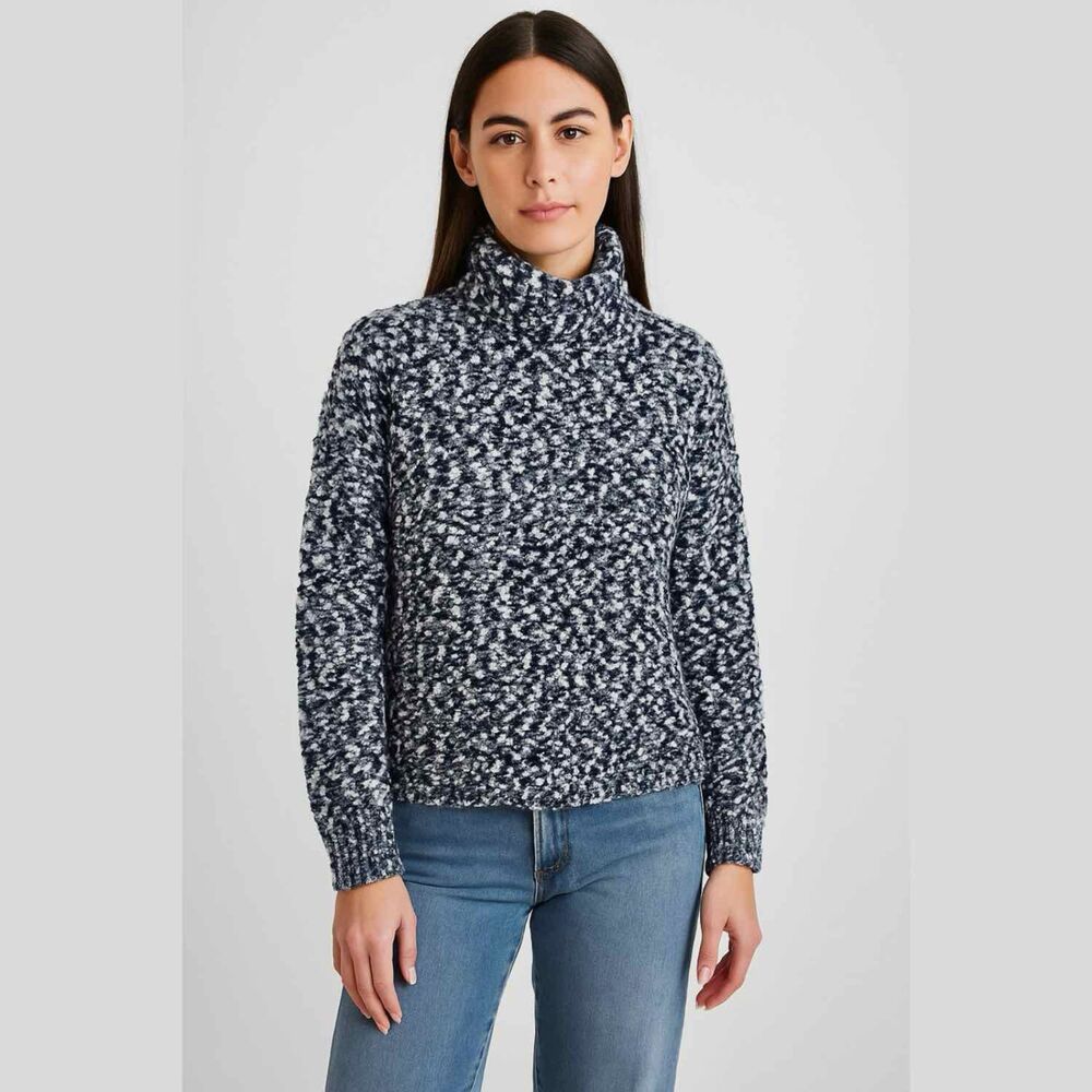 Talbots Wool Blend Turtleneck Black and White Sweater
